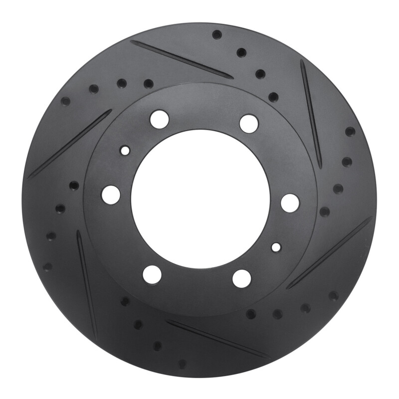 Toyota Hilux Brake Rotor (1) - Front Right - R1 Concepts - Drilled & Slotted - Black - `09-`15